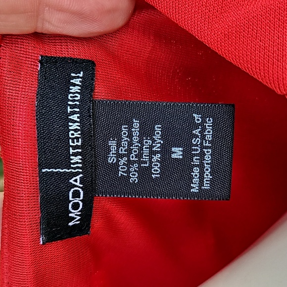 Vintage MODA International Rayon Polyester size M classic RED stretchy dress - Picture 9 of 12